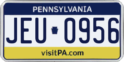 PA license plate JEU0956