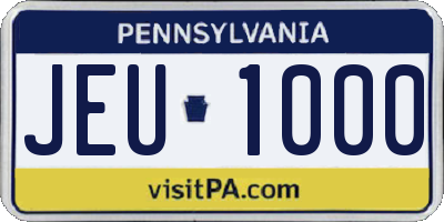 PA license plate JEU1000