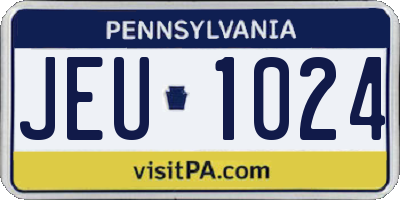 PA license plate JEU1024