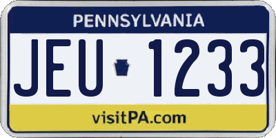 PA license plate JEU1233