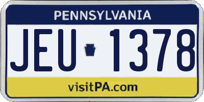 PA license plate JEU1378