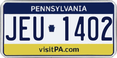 PA license plate JEU1402