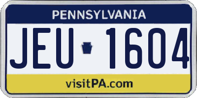 PA license plate JEU1604