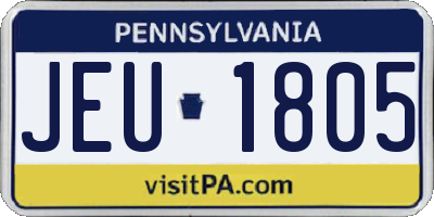PA license plate JEU1805