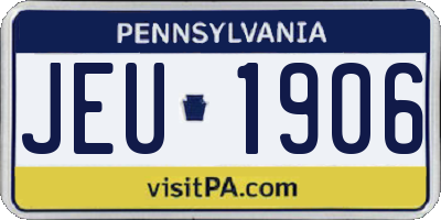 PA license plate JEU1906