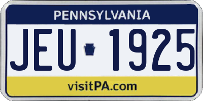 PA license plate JEU1925