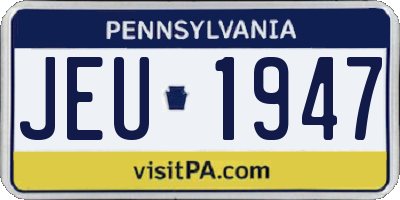 PA license plate JEU1947
