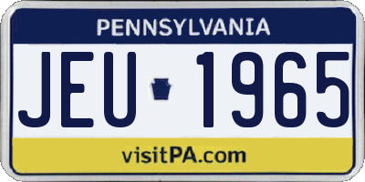 PA license plate JEU1965