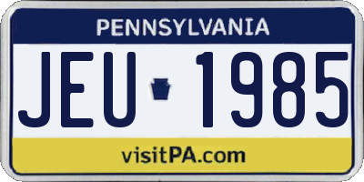 PA license plate JEU1985