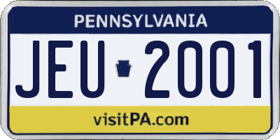 PA license plate JEU2001