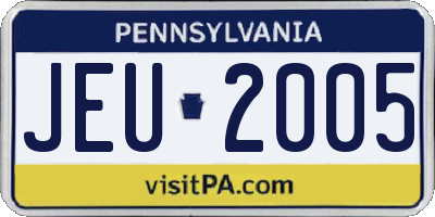 PA license plate JEU2005