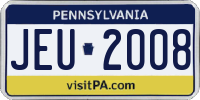 PA license plate JEU2008