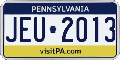 PA license plate JEU2013