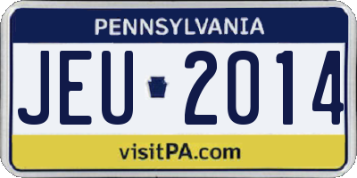 PA license plate JEU2014