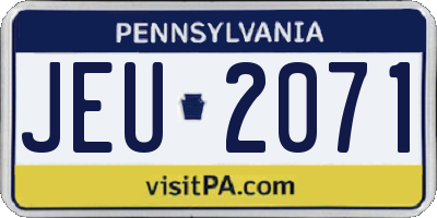 PA license plate JEU2071
