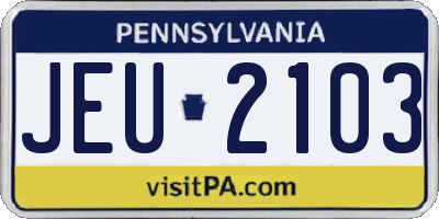 PA license plate JEU2103