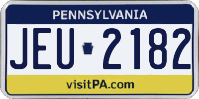 PA license plate JEU2182