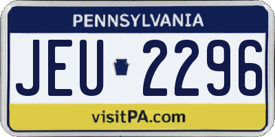 PA license plate JEU2296