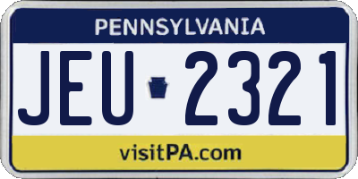 PA license plate JEU2321