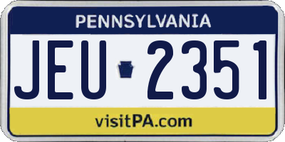 PA license plate JEU2351