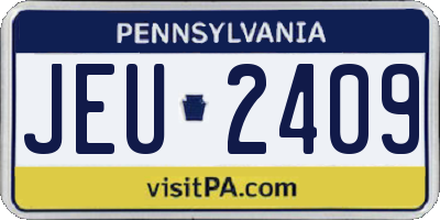 PA license plate JEU2409