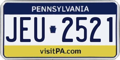 PA license plate JEU2521