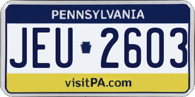 PA license plate JEU2603