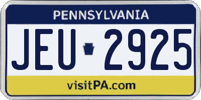 PA license plate JEU2925