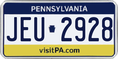 PA license plate JEU2928