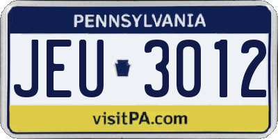 PA license plate JEU3012