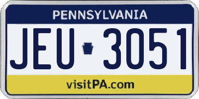 PA license plate JEU3051