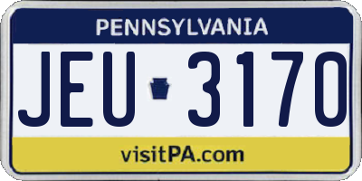 PA license plate JEU3170