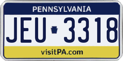 PA license plate JEU3318