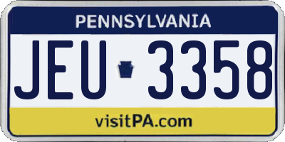 PA license plate JEU3358