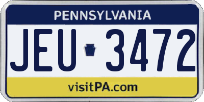 PA license plate JEU3472