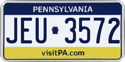 PA license plate JEU3572