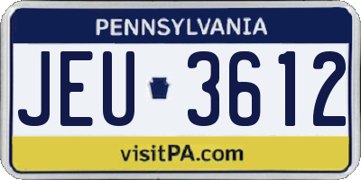 PA license plate JEU3612