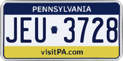 PA license plate JEU3728