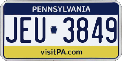 PA license plate JEU3849