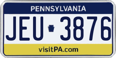 PA license plate JEU3876