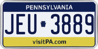 PA license plate JEU3889