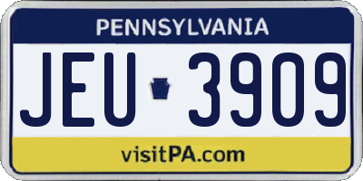 PA license plate JEU3909