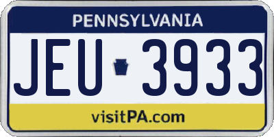 PA license plate JEU3933