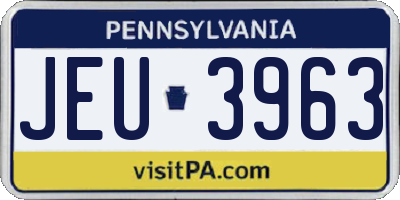 PA license plate JEU3963