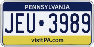 PA license plate JEU3989