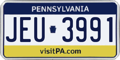 PA license plate JEU3991