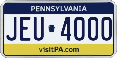 PA license plate JEU4000