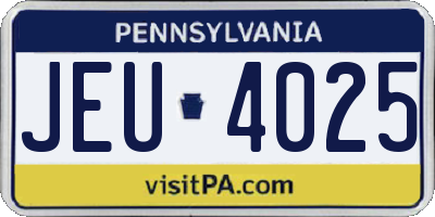 PA license plate JEU4025