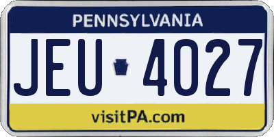 PA license plate JEU4027