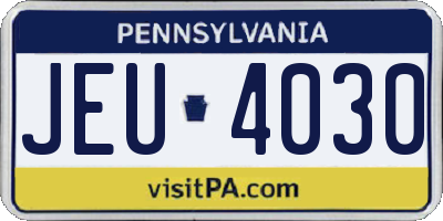PA license plate JEU4030